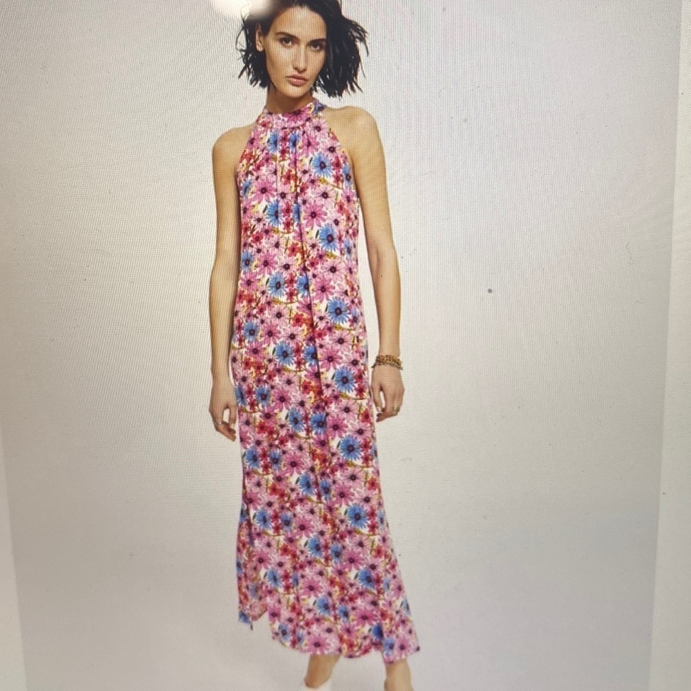 Floral High-Neck Maxi Dress